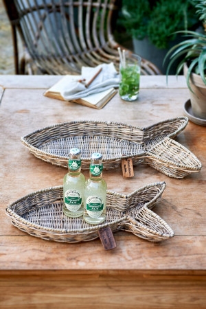 Bakke - Rustic Rattan Fish Serving Tray S/2